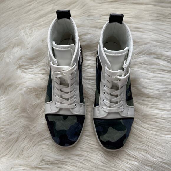 EUC•CHRISTIAN LOUBOUTIN 
Louis Orlato Camo Red Sole High-Top Sneakers Size: 37 - Picture 2 of 13